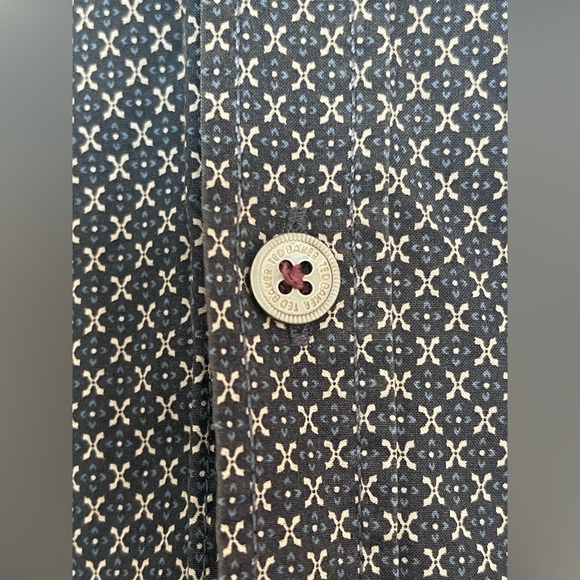 Ted Baker Geometric Blue & White Long Sleeve Button Up w/ Contrast Detail; UK 4 - Picture 8 of 12